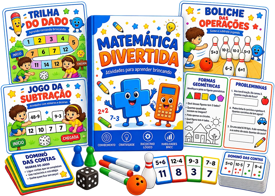 Coleção de +275 atividades de matemática impressas: jogos, tabuadas, dominós e atividades prontas para a professora aplicar em sala